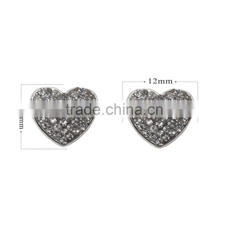 Customized Unisex Hot Sale Elegant Large Sliver Heart Diamond Hiphop Earrings Jewelry With Cheap Price Wholesale