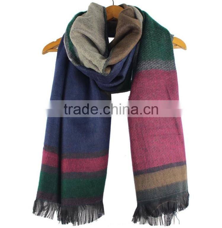 Colorful 100% Acrylic shawl stole Winter Geometric border Korean SCARF RL-206