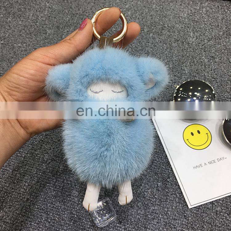 2016 Luxury Fur Accessory Korea Soft Nice Genuine Mink Fur Sheep Keyring