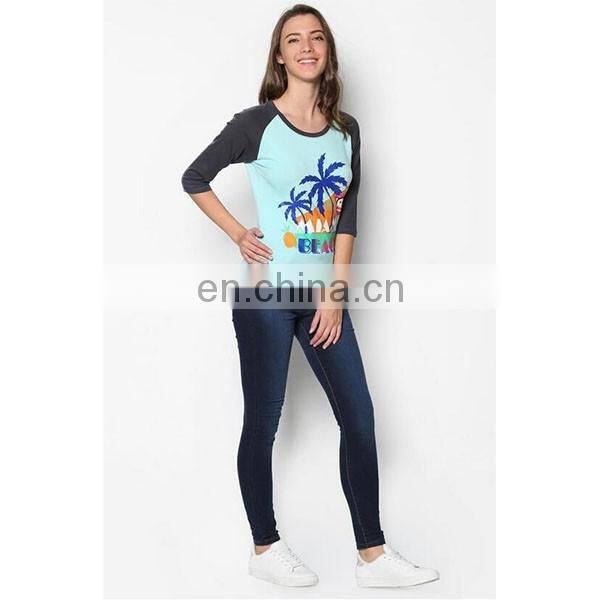 Custom printing casual women t shirt long sleeve lady blouse
