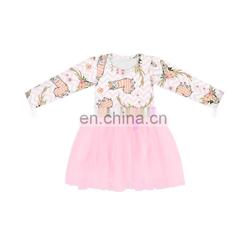 New Arrival Ostrich And Plant Lovely Girls Dress Accessary Baby Girl Clothes For Party Wear
