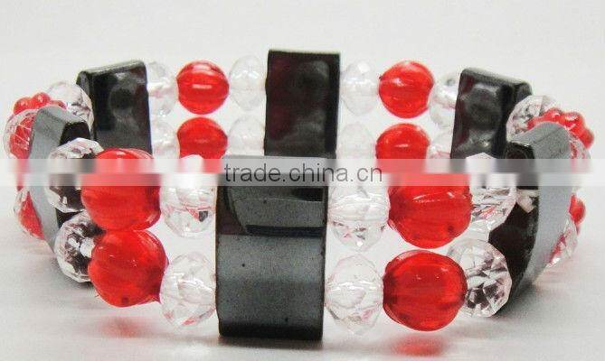 Fashion 2013 magnetic hematite spacer bracelet 7.25'