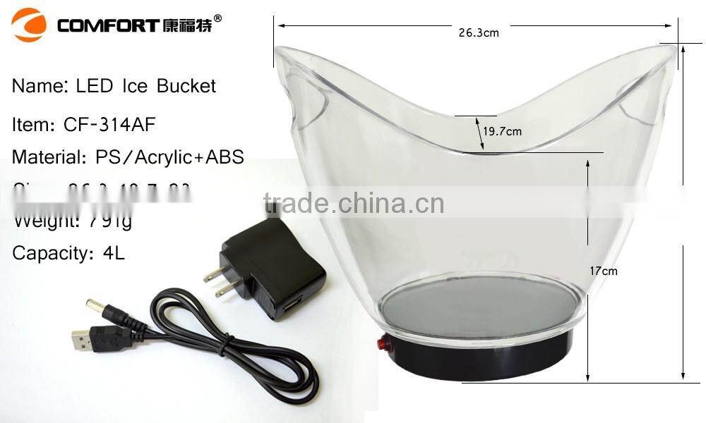 colorful flashing acrylic led ice bucket