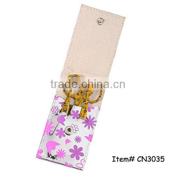 Colorful and shining manicure slip pouch 3pcs stainless steel manicure set fashion promotional gift products