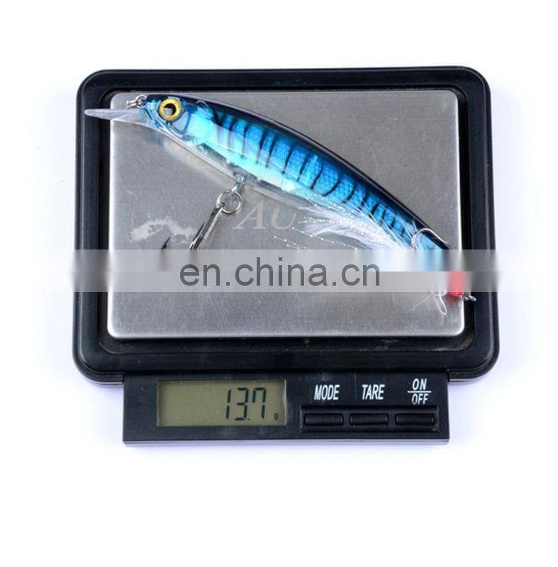 Hot Sale 11cm 13.4g ABS Plastic Fish Bait Fishing Minnow With Feather Hook