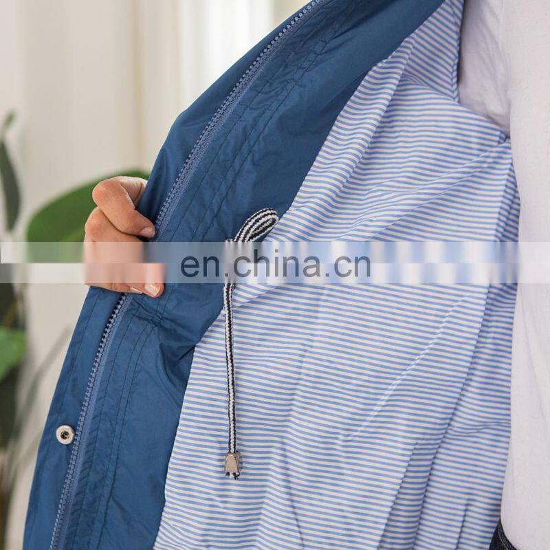 Wholesale Amazon burst casual waterproof waist hoodie female mid-autumn long raincoat ZIP jacket female