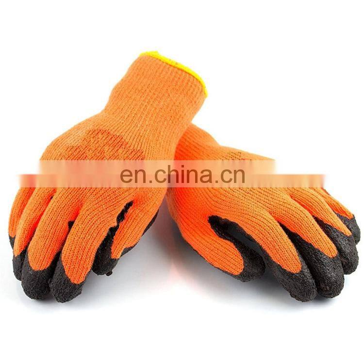 Foamed Latex Coated Warm Winter pvc dotted cotton Safety Working Gloves