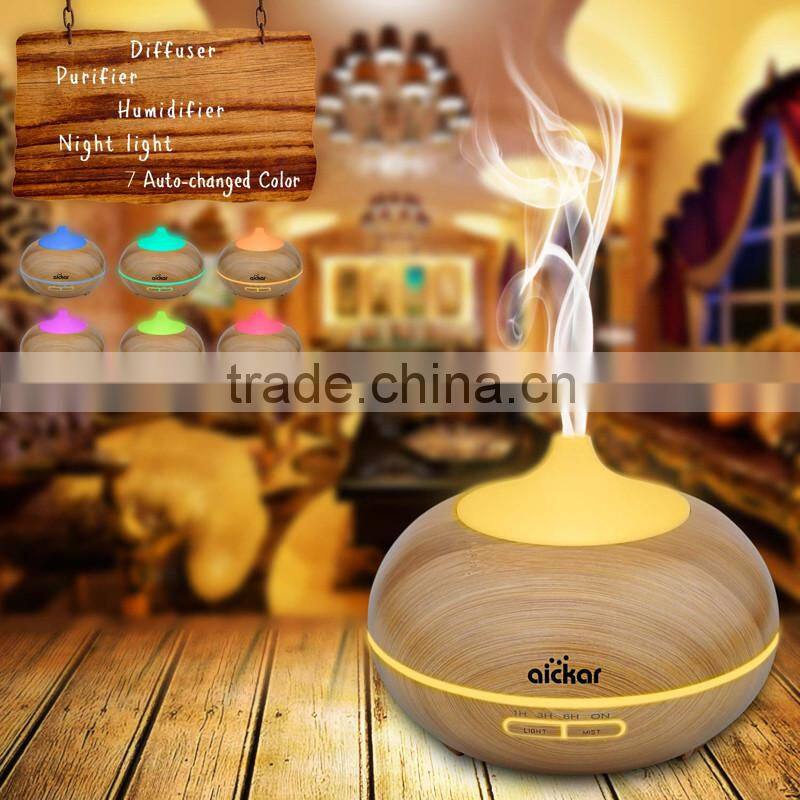 2016 New Design Light Wood Grain Cool Mist Aromatherapy Diffuser Ultrasonic Humidifier