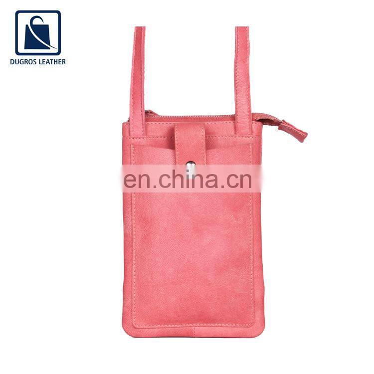 Swiss Cotton Lining High Black Fitting Premium Quality Luxury Vintage Style Genuine Leather Phone Bag for Women