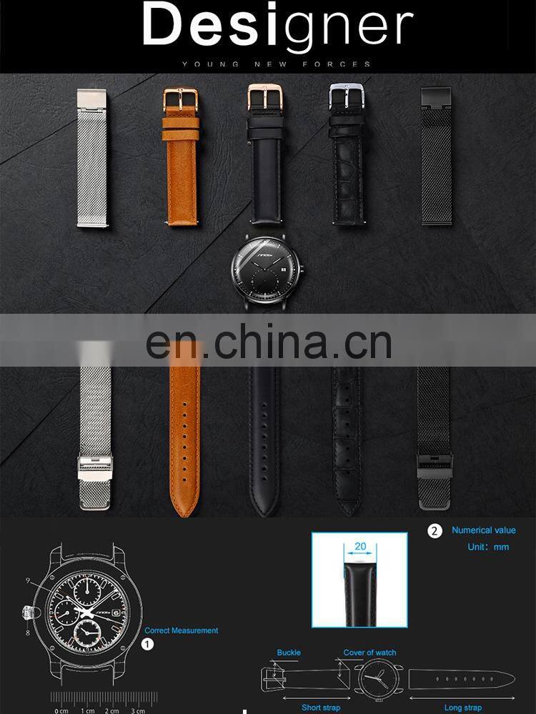 SINOBI Classic Watch For Men Fashion Calendar Wristwatch Sapphire Coating Glass S9790G Milanese Mesh Band Wristwatch Men