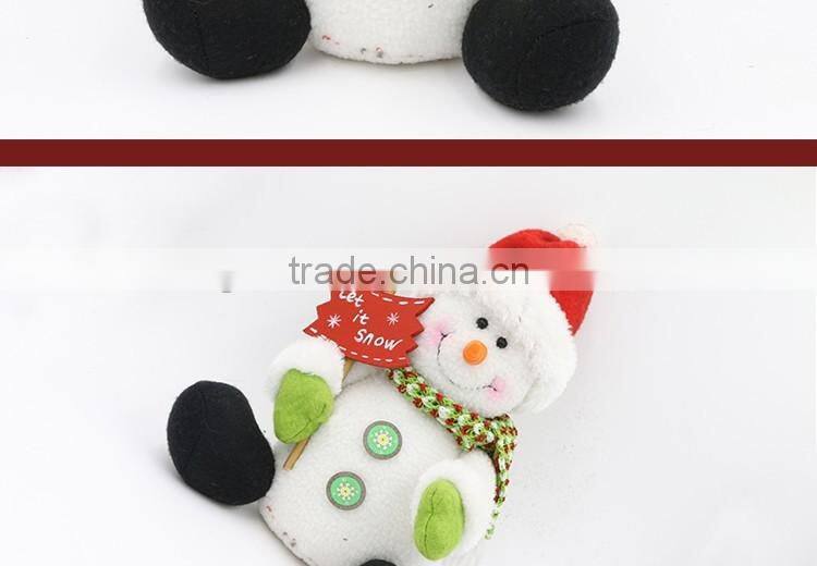 Sitting Snowman Stuffed Plush Toy With Fleece For Christmas Decoration