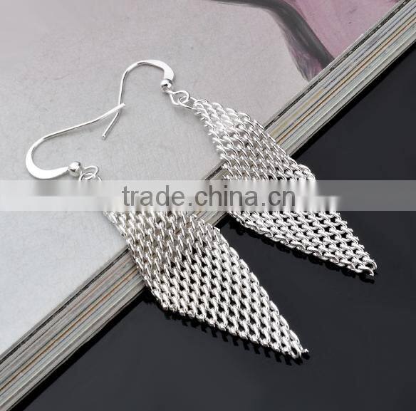 Silver Plated Piercing Rhinestone Prismatic Earring with Hook