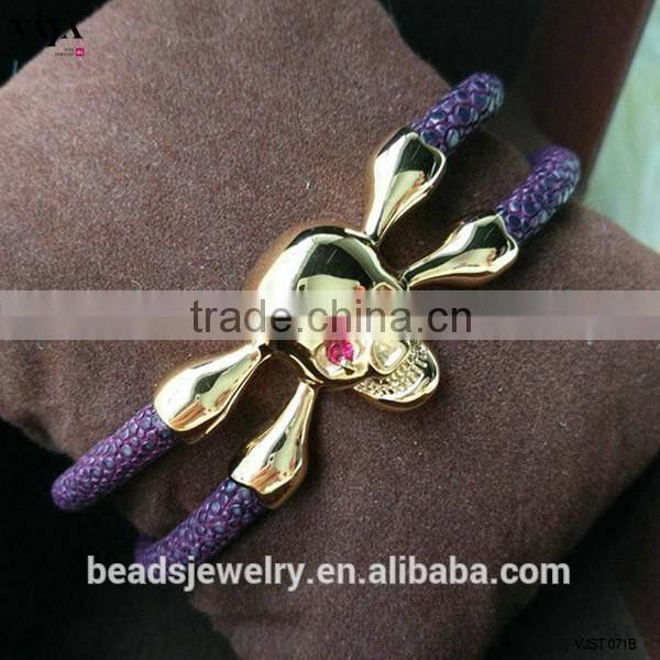 2016 New Handmade Stingray/Python Skin Bracelet Genuine Leather Bracelet Manufacturer