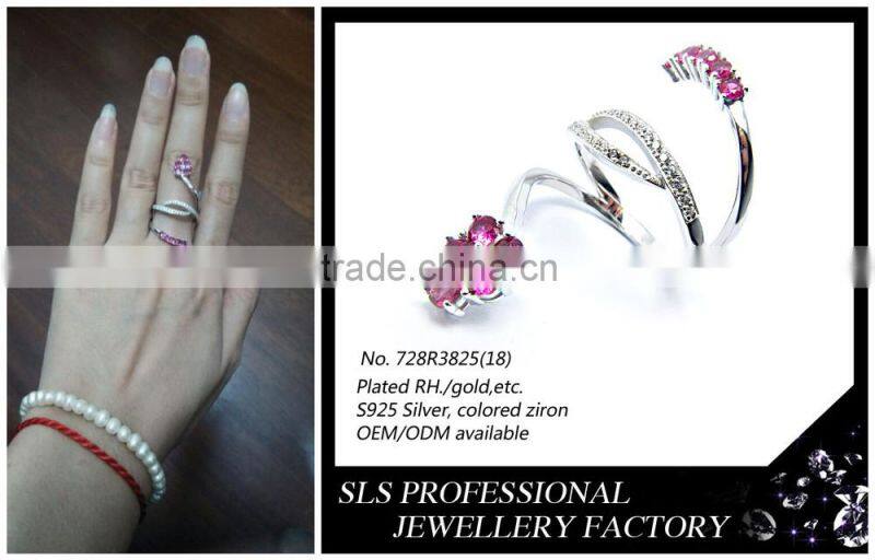 Jewelry mood rings with ruby stones long ring for girls fashion finger rings silver 925