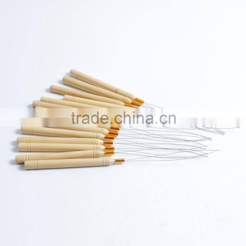high quality wooden and metal loop threader for hair extension tools