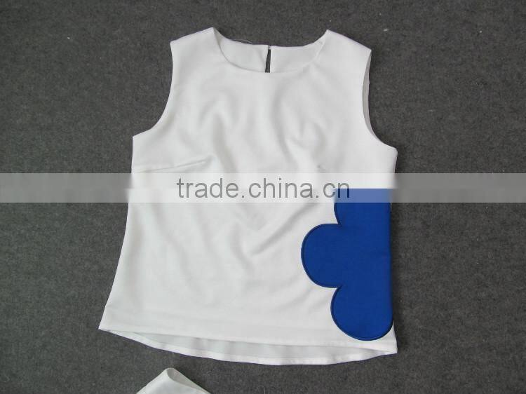 2014 Famous brand early autumn fashion style sleeveless swan printed women 2 pieces dress suits wholesale I17063