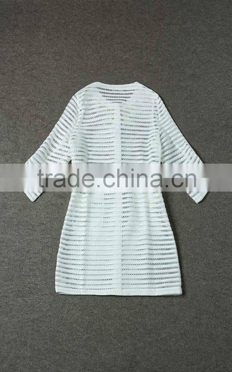 2014 Latest european style stars love slim hollw out beaded 3/4 sleeve women's stylish coats wholesale F1803