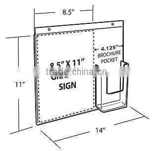Acrylic Slotwall Mount Sign Frame / Hanging Sign holder