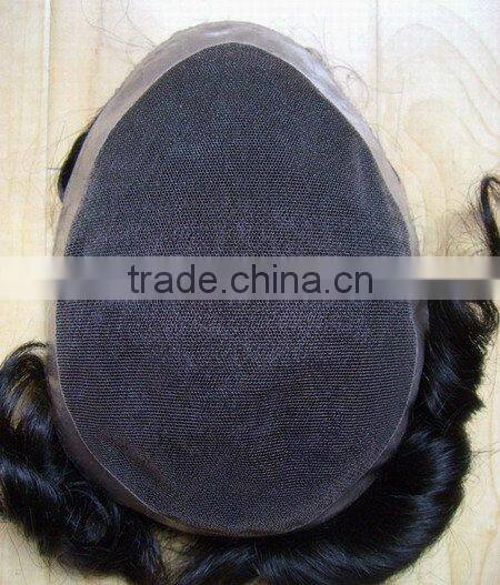 Top quality stock Indian human hair swiss lace base mens toupee