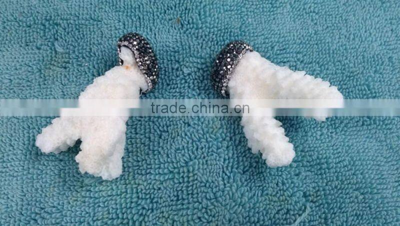 crystal pave red coral branch pendant