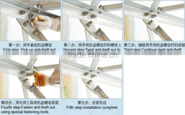 round anti-theft nuts with spring and ball for steel tower factory