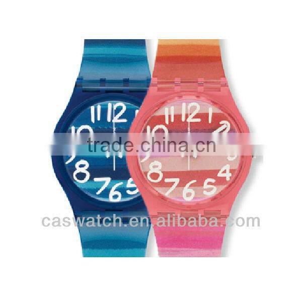 Fashion colorful rainbow color plastic watch