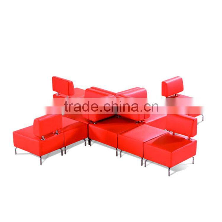 China office product orange leather sectional sofa