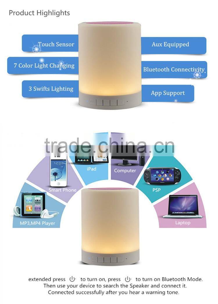 2016 Chinese Manufacturer LED Light Portable Mini Bluetooth Speaker with Lamp