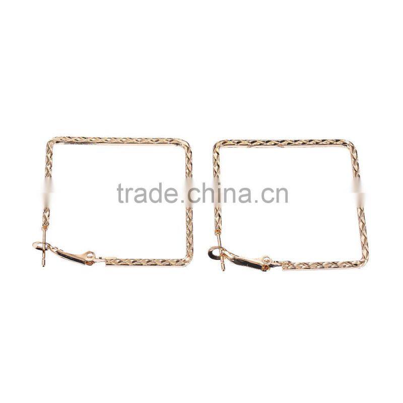 Fashion & Cheap Jewelry South Africa style gold plating cut out square shape large hoop earrings