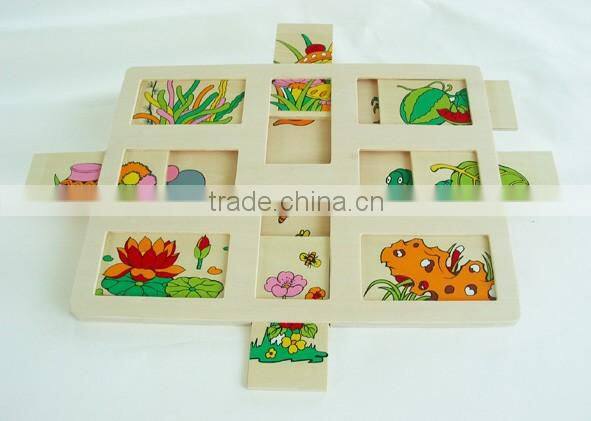 Hot selling educational wooden toys plant take out puzzle