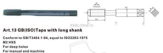 High performance HSS M2 bright long shank tap