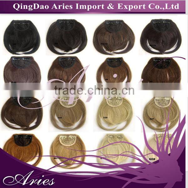 Uk Market Clip in False Bangs Neat Fringe Hair Extensions Human Synthetic Style