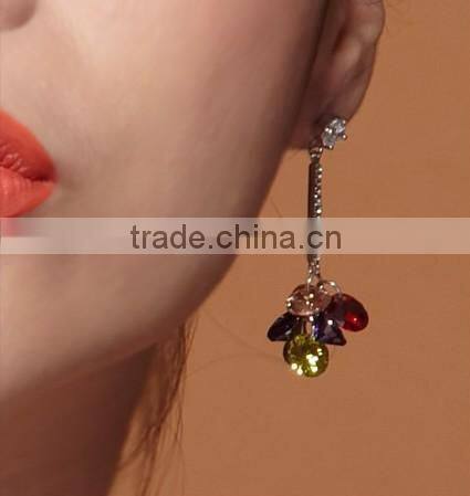 JINSE Big Beautiful Colored Stone Dangle Earrings