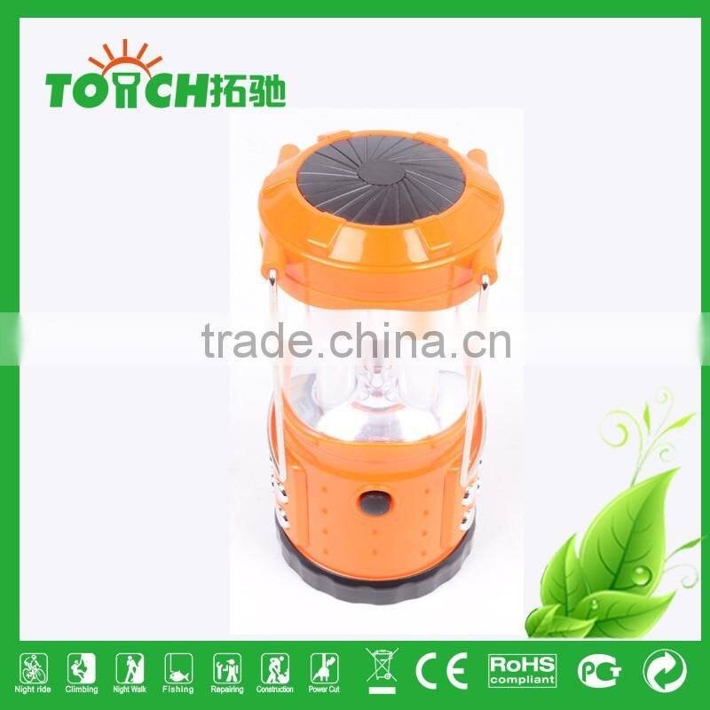 Orange Color Solar Lantern New Design Rechargeable Camping Light High Power Tent Lamp Ball Bulb Torch