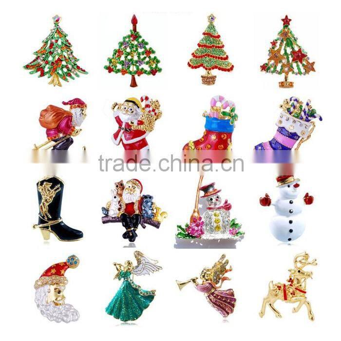 Factory wholesale gold plated zinc alloy epoxy enamel Christmas angel brooch