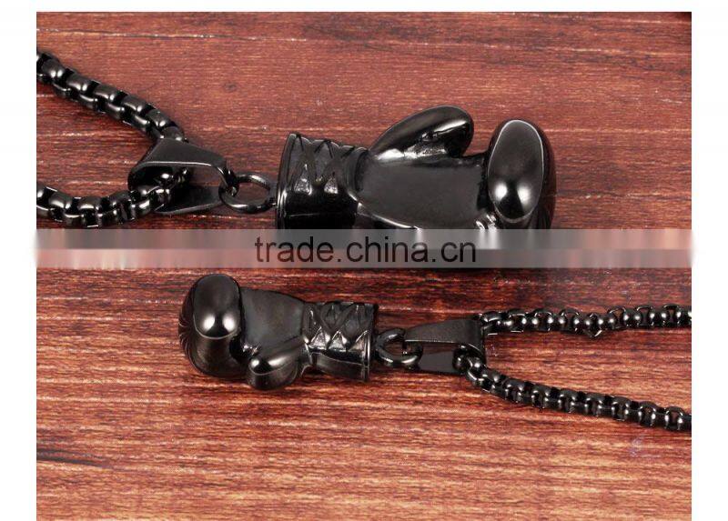 2016 New Technology Mens Black Boxing Gloves Antique Necklace