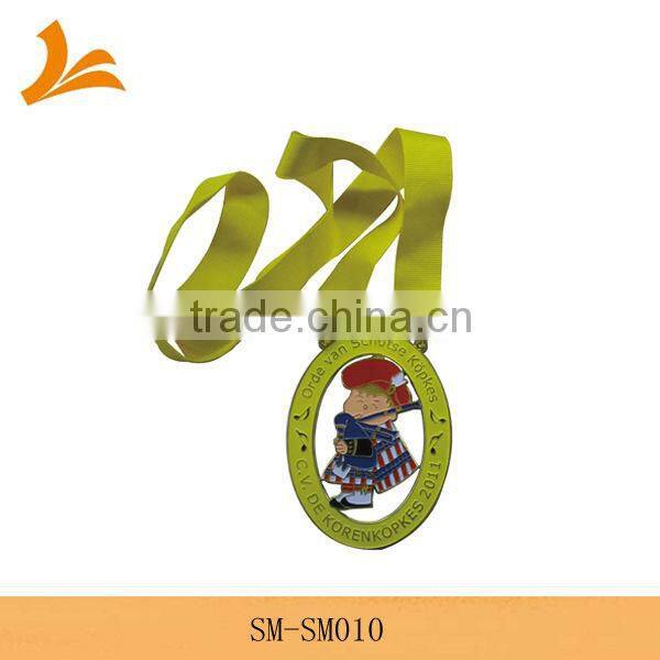 SM-SM005 round custom award pinting medallion with ribbon