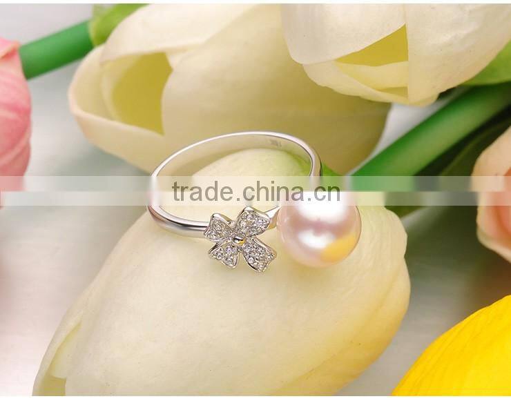 gemstone ring AAA akoya8-9mm golden/white engagement rings