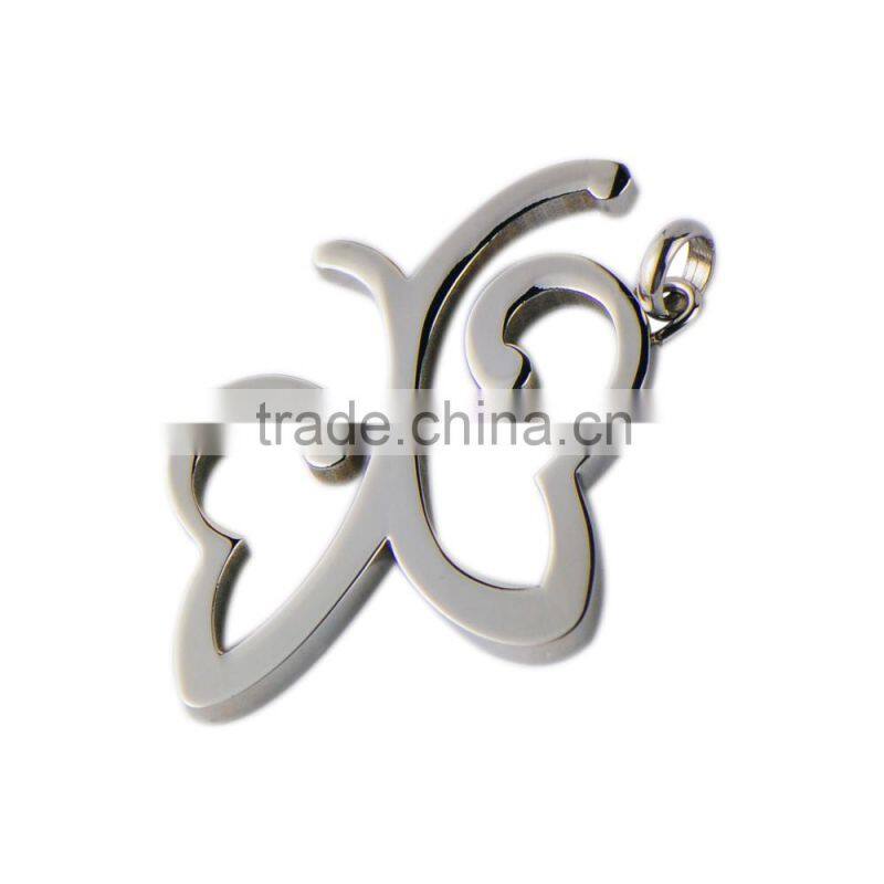 Design P0416 Elegant Ladies Pure Color Butterfly Hollow Out Design Stainless Steel Pendant