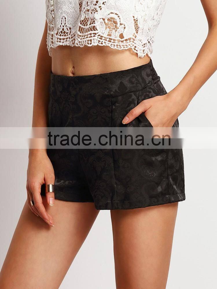 Alibaba Garment Wholesale Jaquard Fabric Women Shorts