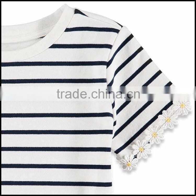 Comfortable kids short sleeve stripes t shirt with round neck made in China