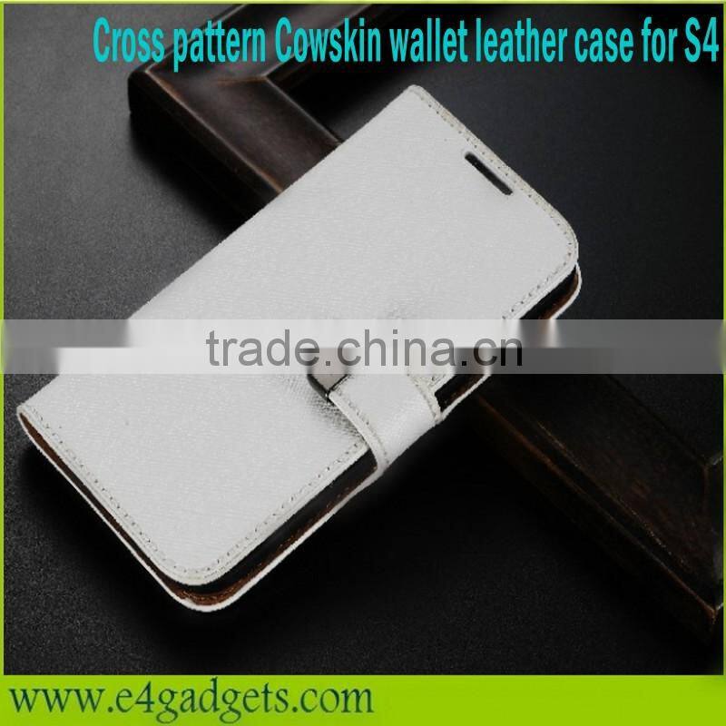 Genuine leather Cross pattern cover case for samsung galaxy s4 active i9295
