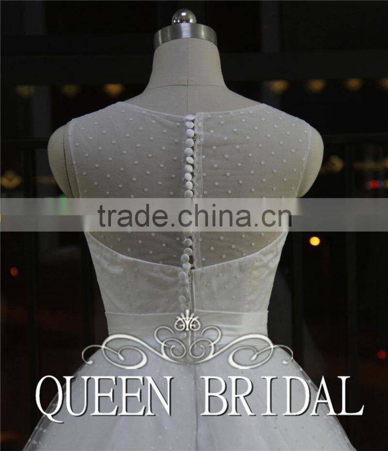 2015 Sleeveless Transparent Tulle Butterfly Wedding Dress Short Ball Gown