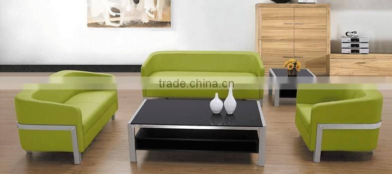 Grey leather office sofa ,stainless steel