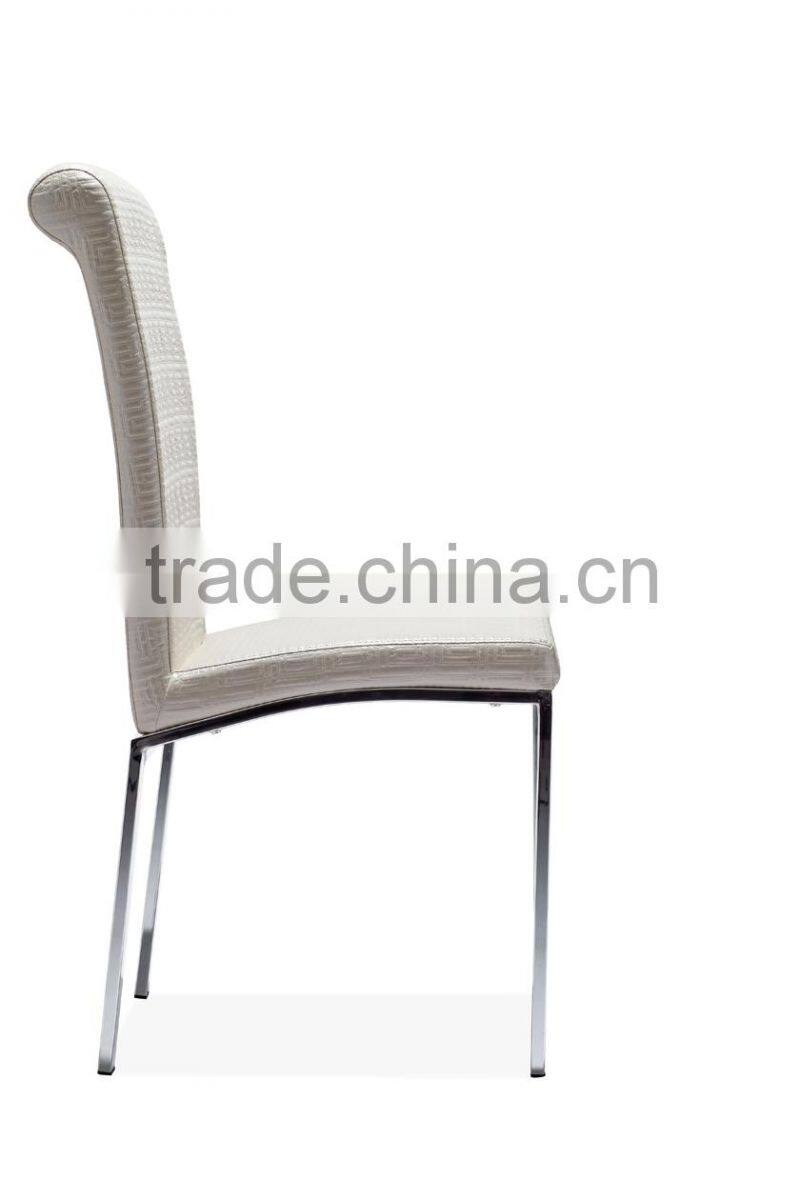Z616 White PU leather metal chrome legs dining chair in hotel home furniture