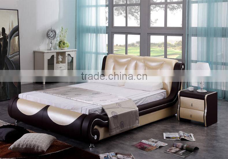 2015 New modern leather bed SY1006