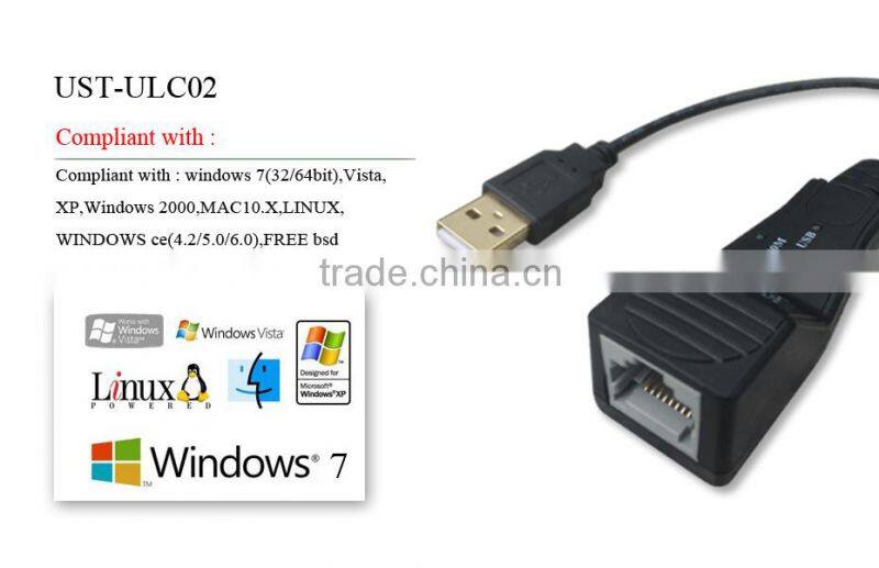 blak High Speed 480Mbps USB2.0 Lan Card with cable,with led light