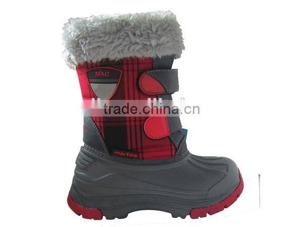Children snow boot rubber sole snow boot warm fur lining winter boot
