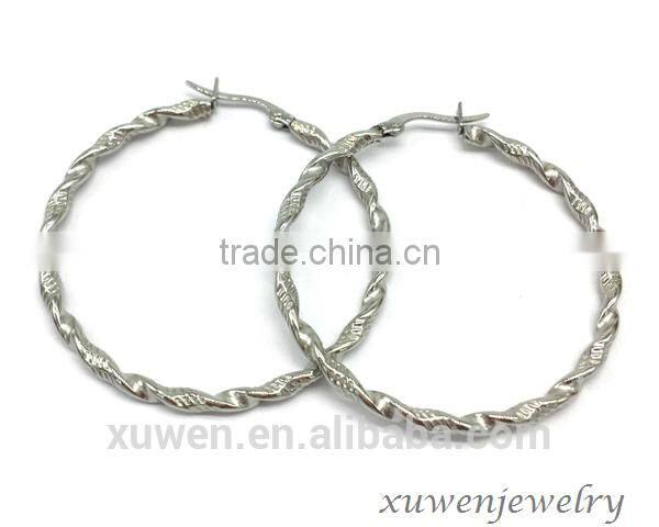 twisted circle wire stainless steel earrings for young women
