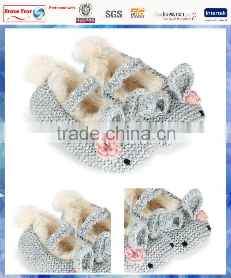 2014 hot sell knitted bunny children slipper, handmade knitted slippers
